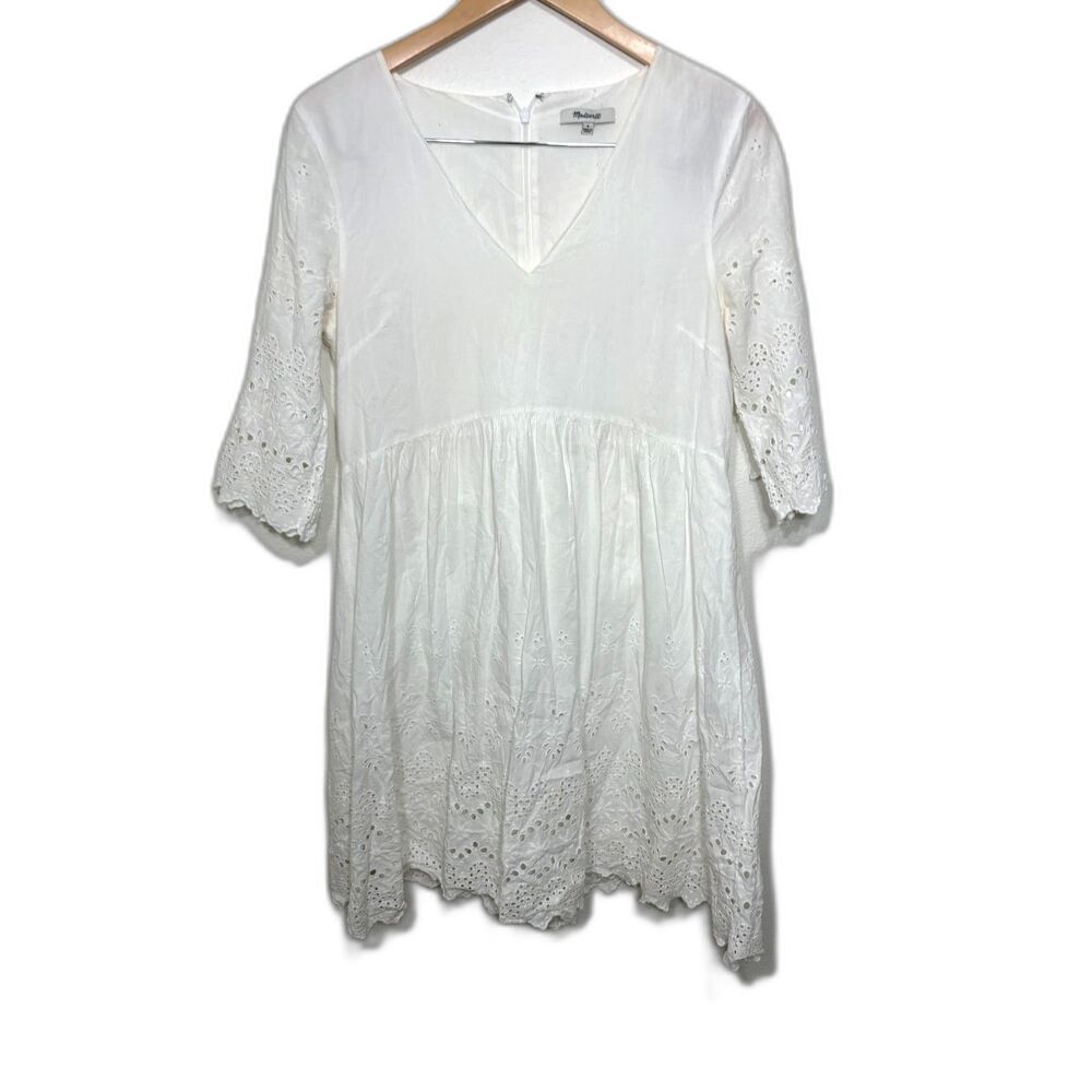 Madewell Dress Women's Small 6 White Babydoll bridal graduation bachelorette